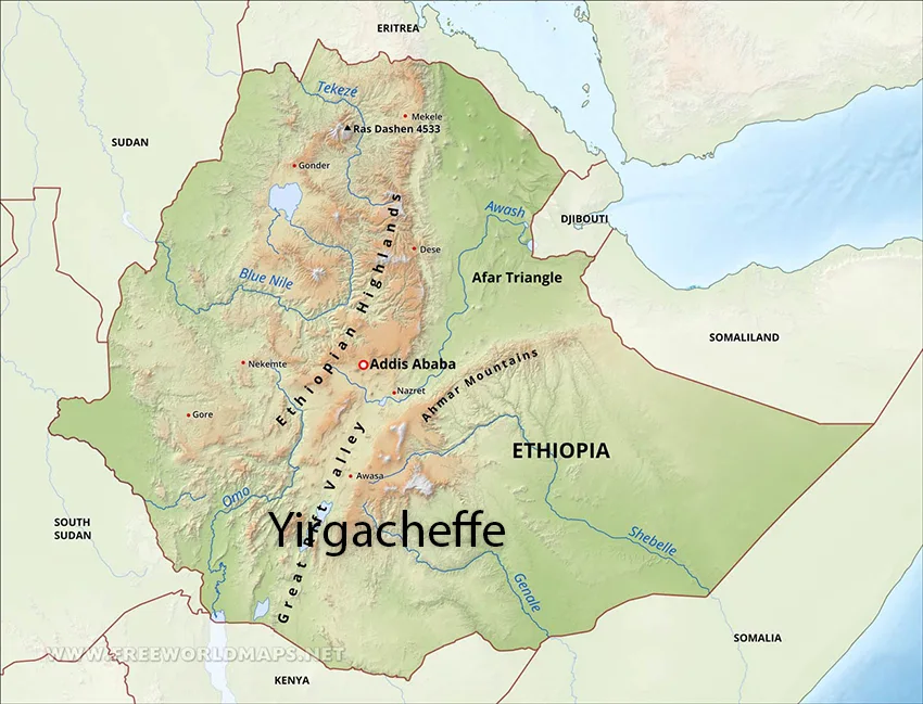 نقشه کشور اتیوپی