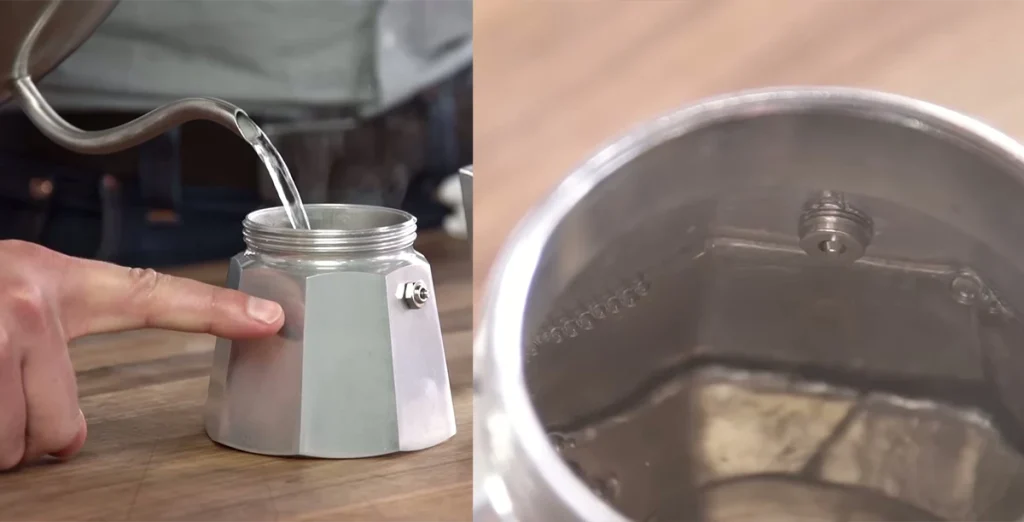 پر کردن آب در قسمت پایینی موکاپات تا زیر شیر فشار آن