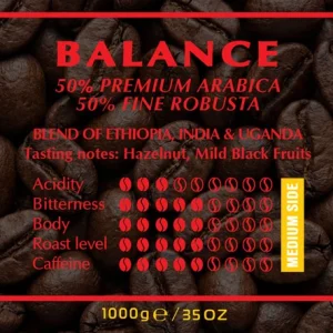 قهوه ترکیبی بالانس 50% عربیکا پریمیوم و 50% فاین ربوستا | می کافه